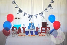 NAUTICAL bunting in Navy and White Stripe fabric. FEATURED in over 140 TREASURIES...the most popular banner on etsy....