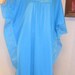 Vtg 70's Turquoise Caftan Maxi Dress Lace Trim
