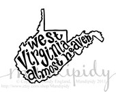 West Virginia Almost Heaven - White Background - 8x10 Illustrated Print by Mandipidy