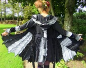 Black and grey pixie coat - One of a Kind - Medium - READY to SHIP