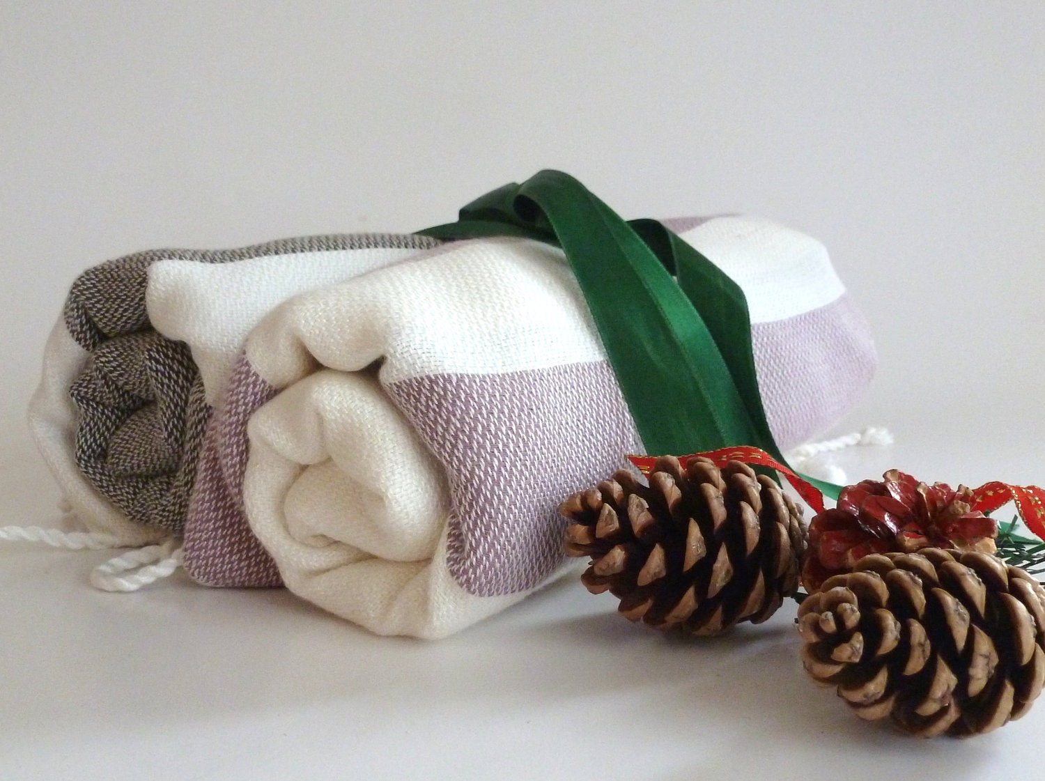 SALE - 2 Organic Turkish Towels, bath-beauty, Bath&Body, Peshtemal, SPA, Bamboo, Lilac and Brown