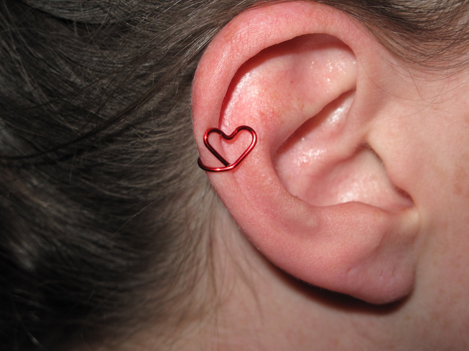 Wire Wrapped Heart Ear Cuff MADE TO ORDER