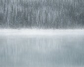 Lake Louise Photography Print 11x14 Fine Art Banff Canada Dreamy Minimalist Fog Forest Winter Gray Landscape Photography Print.