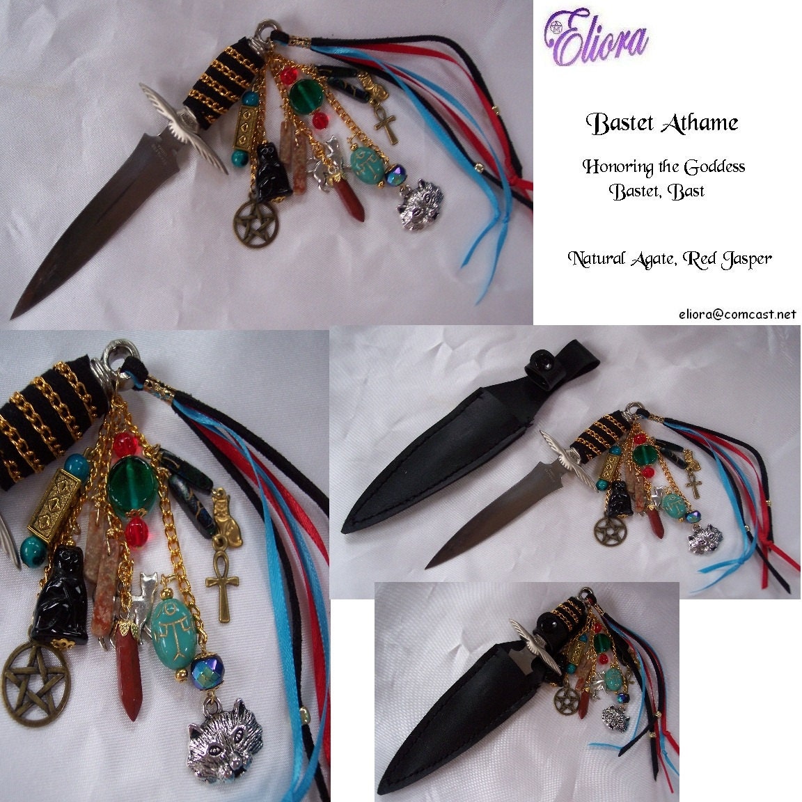 Bastet, Bast Athame -- Embellished Bosom/Boot Knife   - S&H Included
