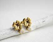 18K Yellow Gold & Diamonds Lucky Clover Stud Earrings