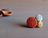 Rust Orange, Blue and Mustard Brooch Pin . Gifts for Her . Ready to Ship . by ponyupdesigns
