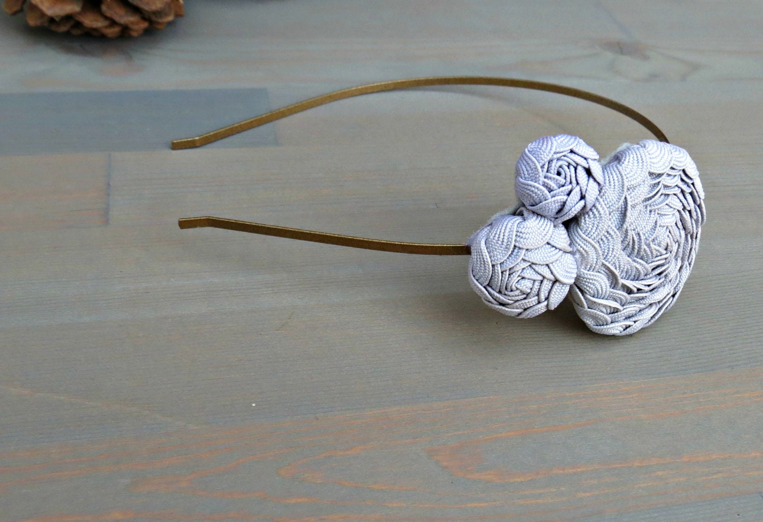 Grey Rosette Headband for Women