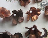 Vintage Copper  Fringed Petal Metal Flower