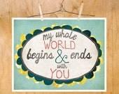 Art, Illustration, Love, Boy or Gender Neutral, Nursery, Toddler Room, Romance, 8 by 10