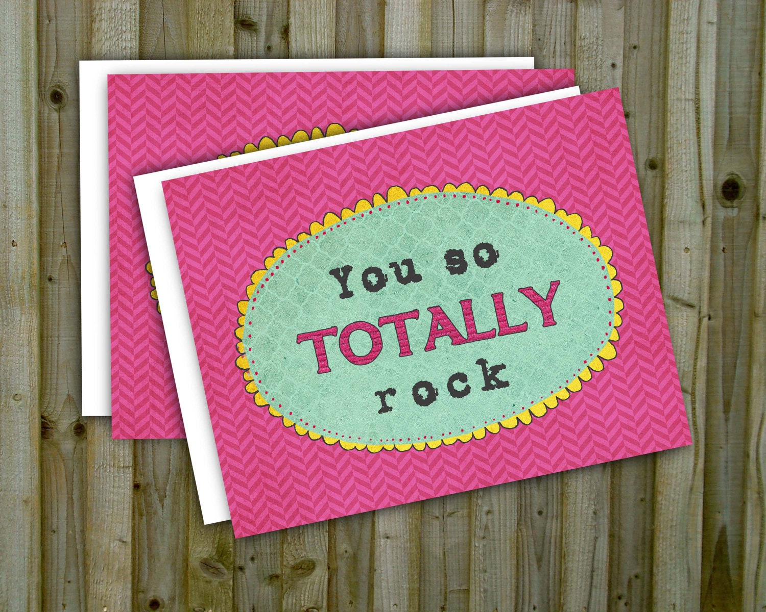 Thank you cards, Neon, Teen, You so TOTALLY Rock, set of 20 folded note cards and envelopes.