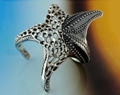 Fusion Fan Coral and Starfish Cuff - Handmade in Sterling Silver - Made-To-Order