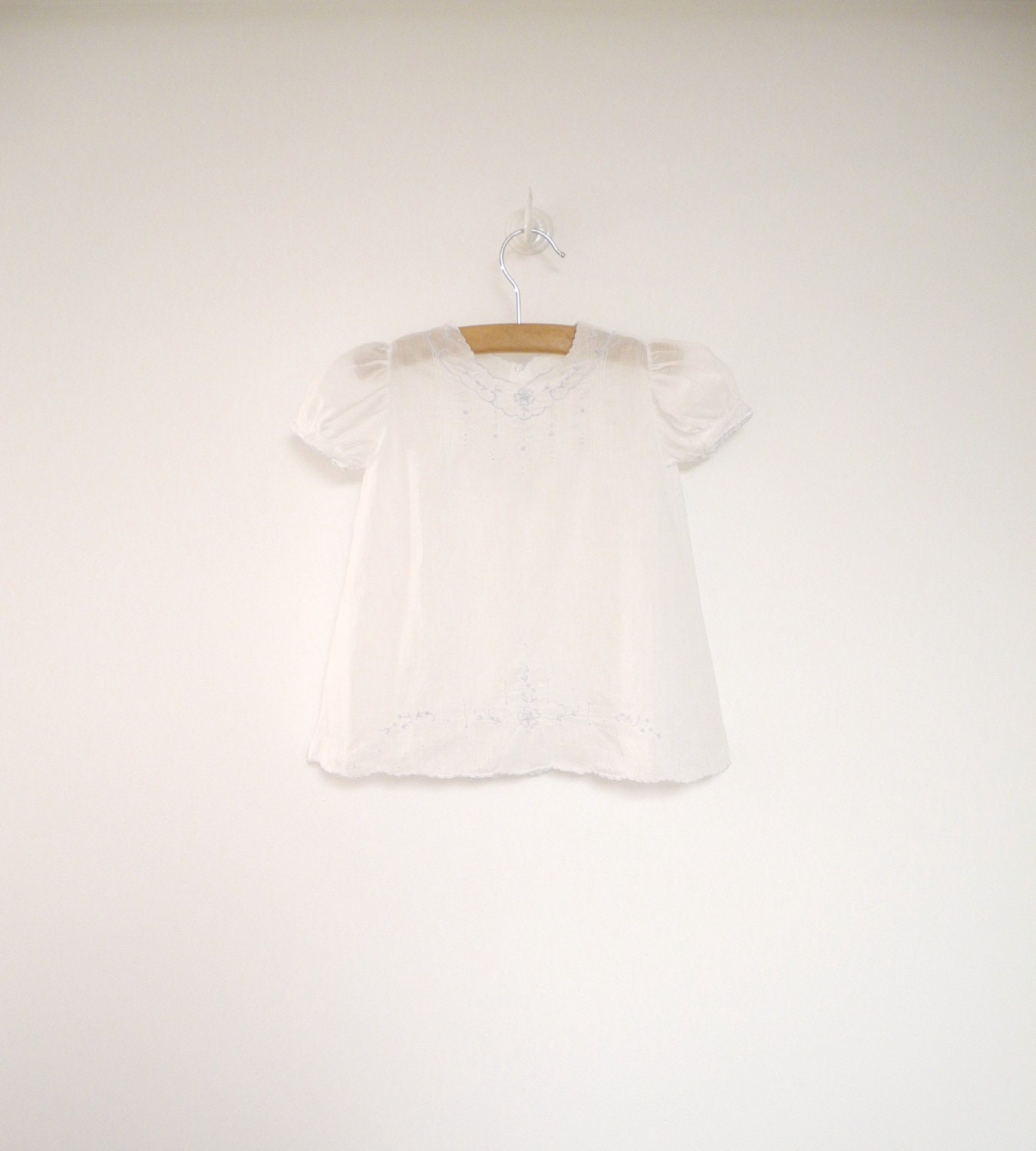 1910 Handmade Blue and White Embroidered Dress