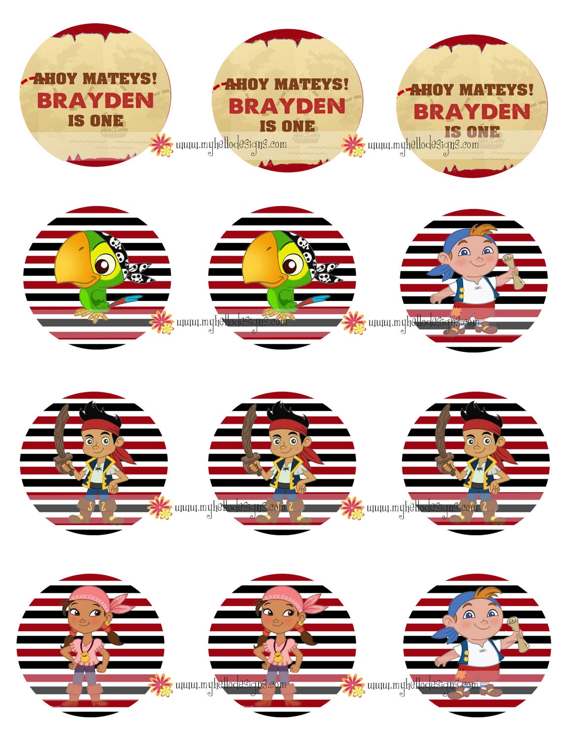 Cupcake Topper:  Jake & the Neverland Pirates