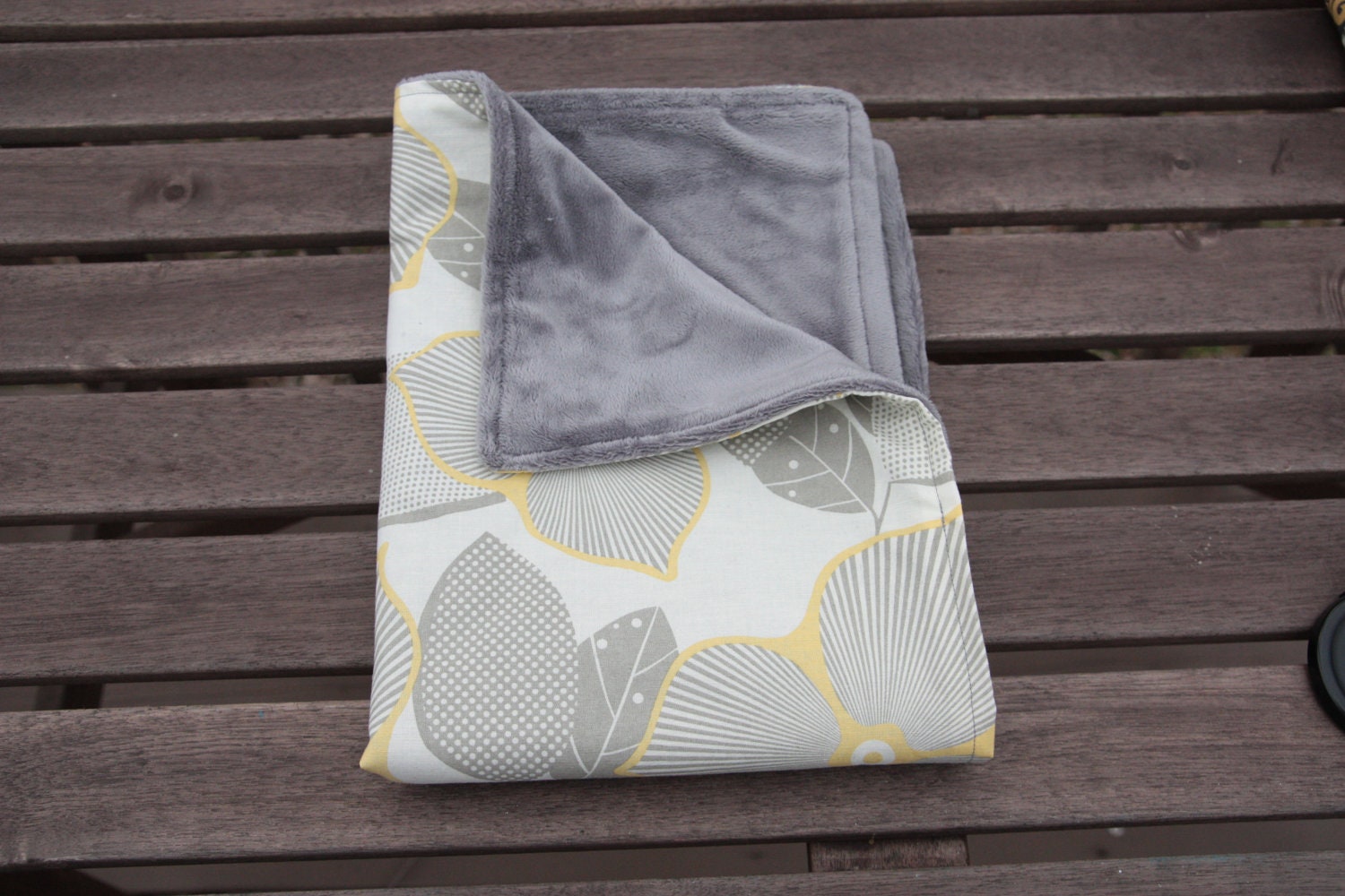Designer Baby Blanket - Optic Flower with Gray Minky SALE