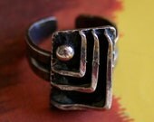 Sterling silver Adjustable Ring Modern Abstract handcrafted