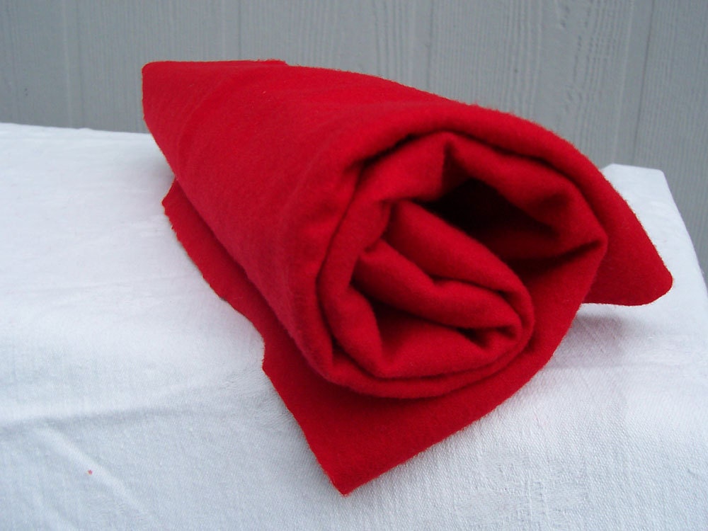 Bright clear red felted Pendleton wool