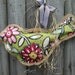 Big Burlap Bird Door Hanger Mixed Media Floral Pattern