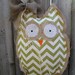 Owl Burlap Door Hanger Door Decoration Mixed Media Chevron Pattern