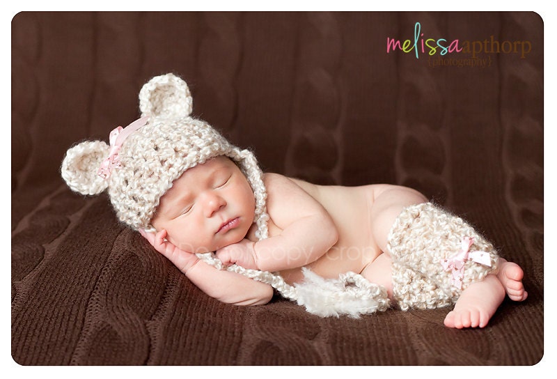Newborn Bear Hat Photo Prop