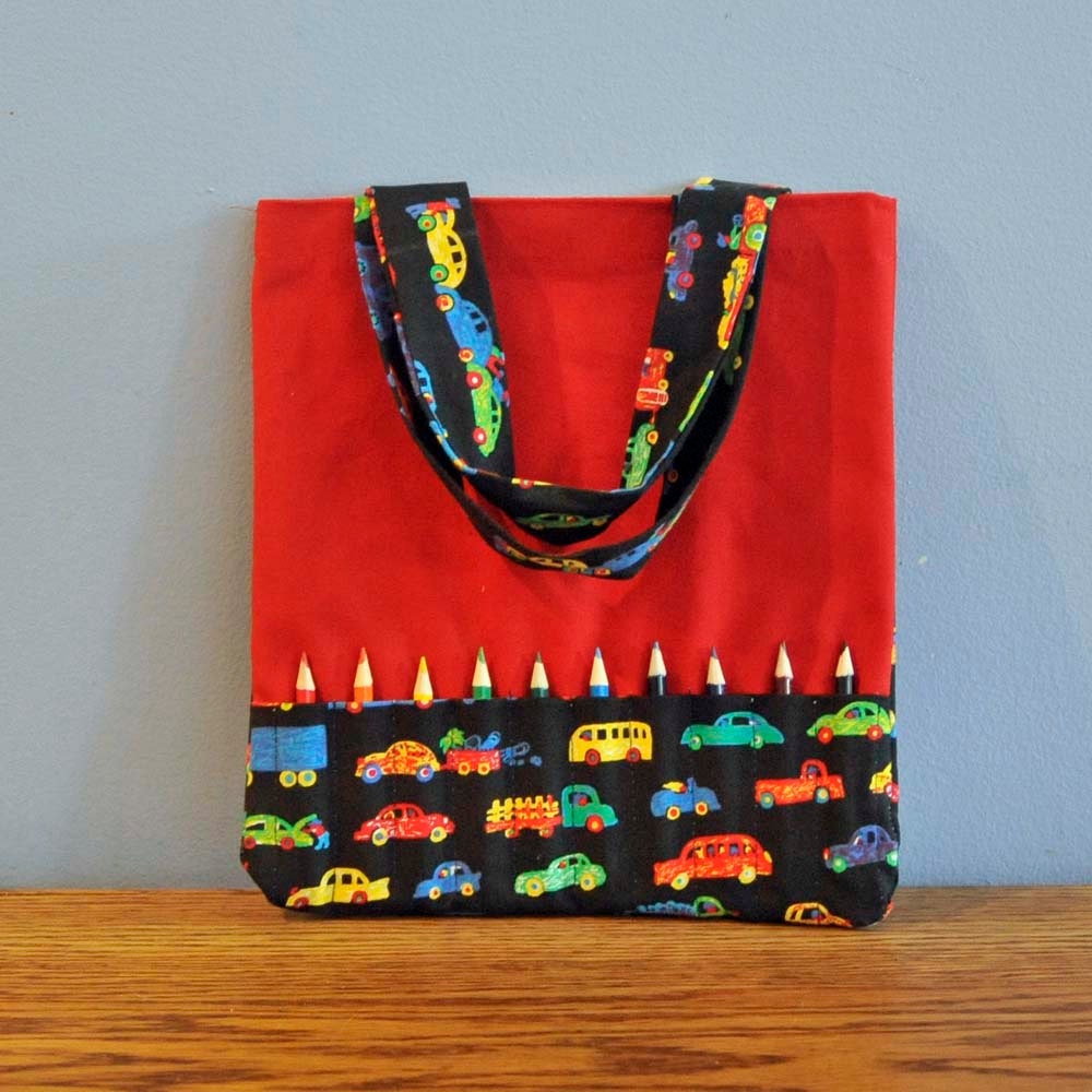 Personalized Crayon Bag, SALE, Cars and Trucks, Eco- Friendly