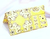 SALE Checkbook Cover - Yellow Fabric Checkbook Cover, or Coupon Holder, Organizer -  Bandana Print, Wallet
