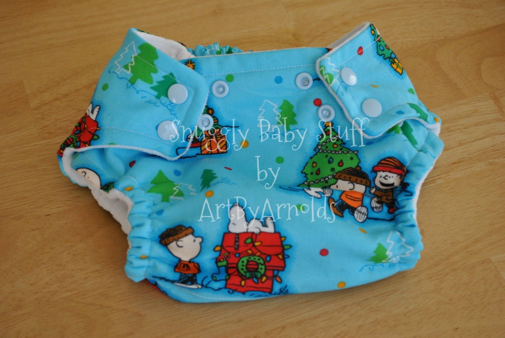 Peanuts Christmas Pocket Diaper Custom Sizes