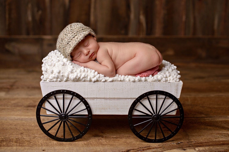 Oatmeal visor cap for newborns --- custom order for other baby sizes and colors