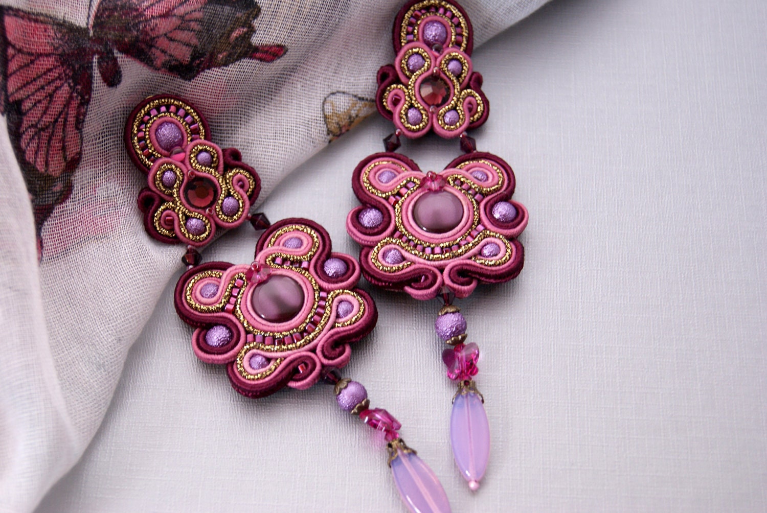 Long Soutache Ear Clips