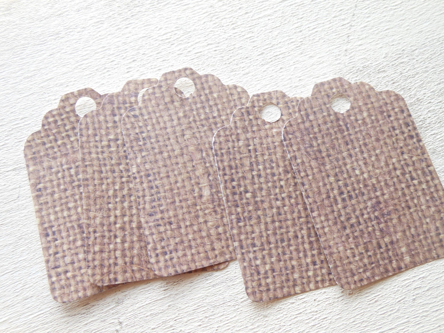 Burlap Print Hang Tags Set of 12