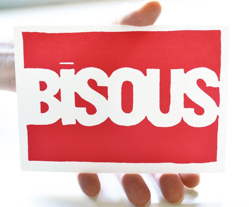 Bisous Salut Ça va Comme ci comme ça - French Typography Prints - word art cards  for the Francophile - Giclee edition of 8 miniprints