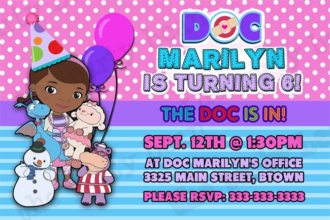 Doc Mcstuffins Birthday Invitation - Digital File - You Print - Customized Il_170x135