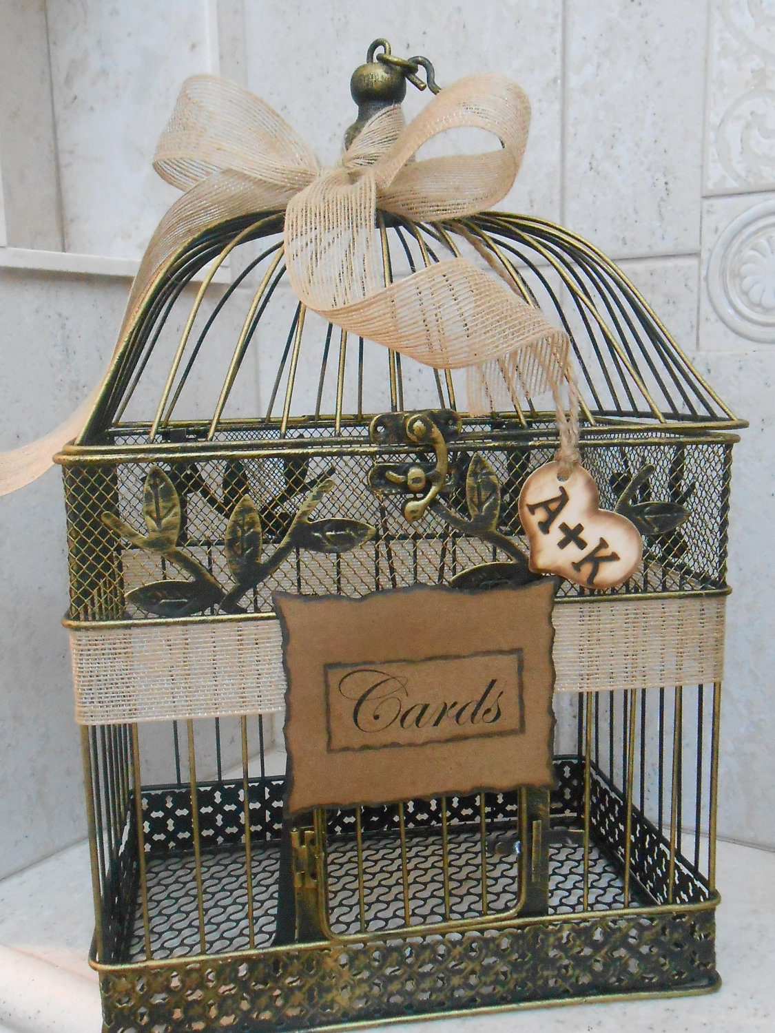 Birdcage Wedding Cardholder / Birdcage Wedding Card Holder / Card Box / Rustic Wedding