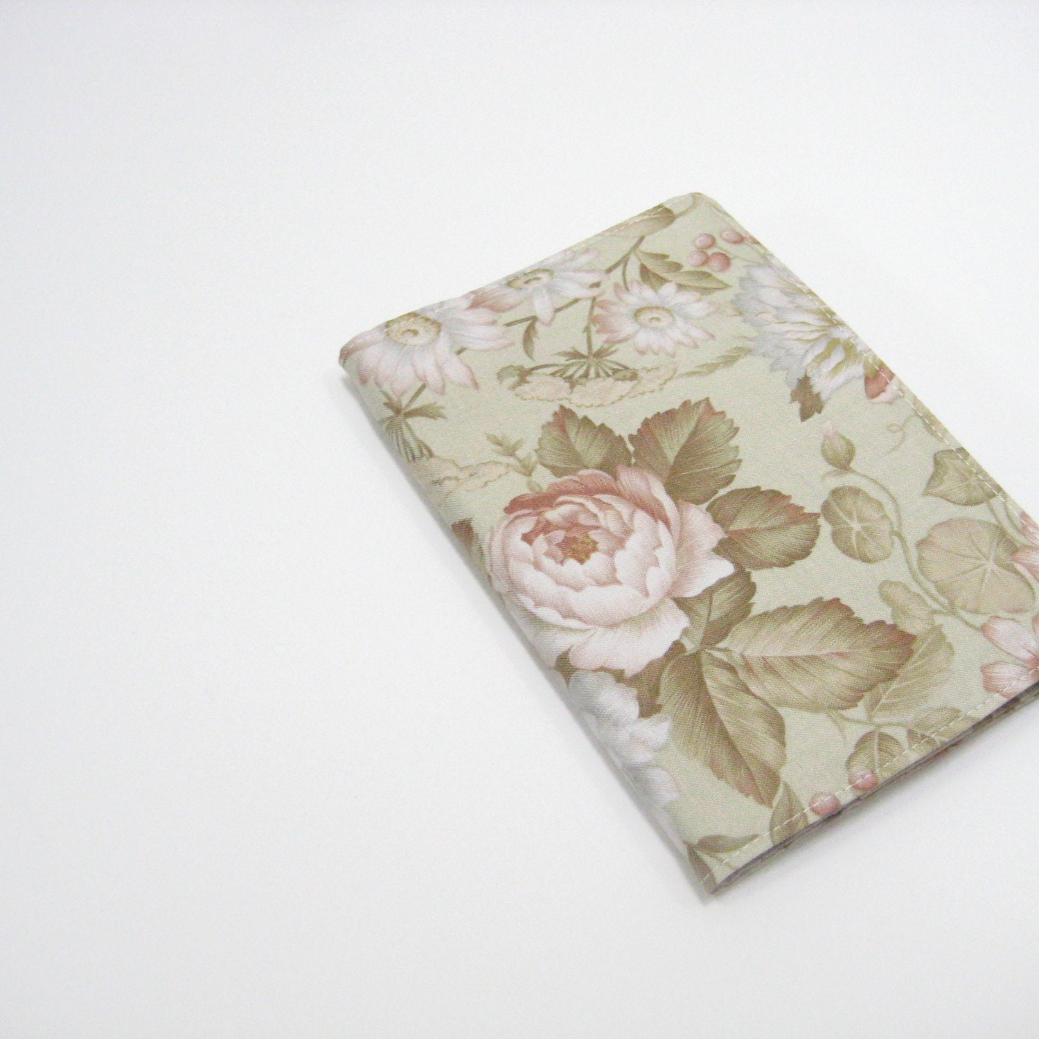 2013 2014 weekly planner journal, green pink romantic floral spring roses, Fabric covered notebook or 2013 diary