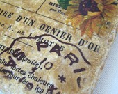 SALE Vintage French Sunflower Design - Office Home Decor - Tumbled Marble Stone Coaster - Trivet - Rustic Style Tile Coaster