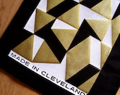 Tote Bag MADE IN CLEVELAND, Black, Gold and White Geometric