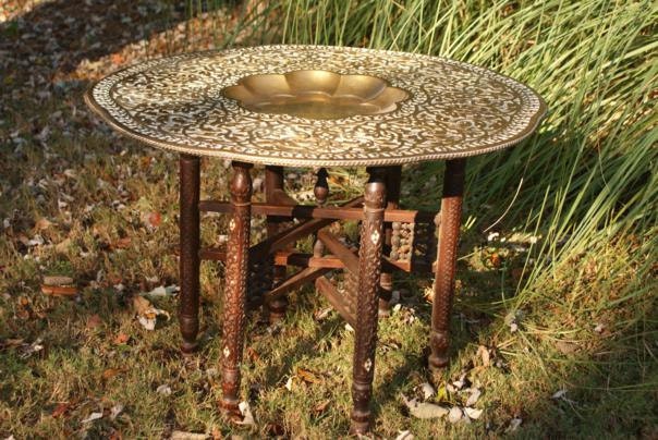 Reduced. Tray table. Mother of Pearl Inlay School of Jaipur Jeypore Auctioned at Christies. Folding Wooden Legs. Mid Century Eames