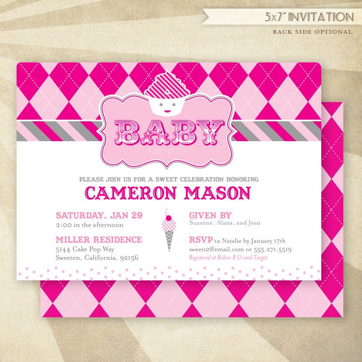 Sweet Shoppe Baby Shower - CUSTOM PRINTABLE Invitation (Pink)