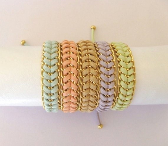 Pastel Sorbet Stacking Fashion Bracelets - in Mint Peach Beige Lavender or Lime - CHOOSE your color