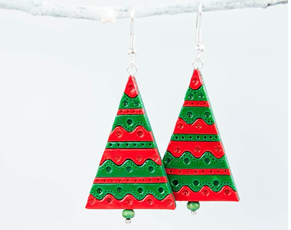 Holidays jewelry - Christmas tree earrings - Black friday Cyber Monday cristmas - Lepun