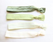 Shades of Green Hair Ties with Pouch, No Crease Rubber Bands, Hair Elastic, Ponytail Holder