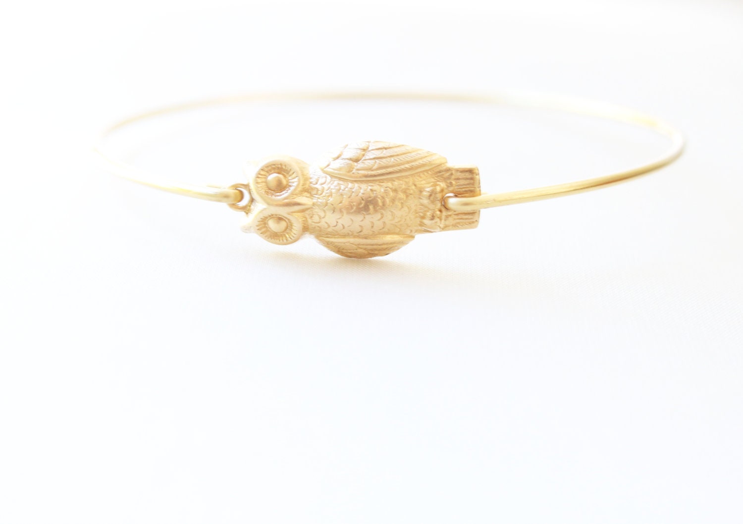 Brass Owl Bangle, Owl Bracelet, Bird Bangle, Charm Bracelet, Stackable Bangle