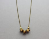 Bronze Metal Faceted Bead Necklace (Brass) - Geometric Shape Jewellery