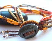 Beaded Bracelet with Beaded Loop Clasp and River Rock Button