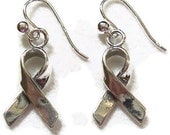 Cancer Awareness Ribbon Sterling Silver Earrings