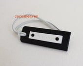 1 Custom Leather Luggage Tag - Black Double Sided - For Him - Perfect Gift for Birthday, Wedding or Anniversary