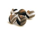 Chevron Fabric Button Thumbtack Set of 5 Thumbtacks  Black Brown White Fabric Button gift under 25