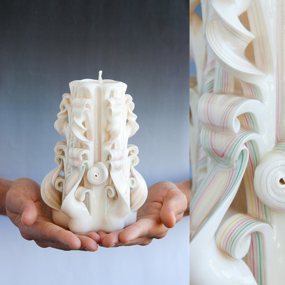 Carved candles - White candle
