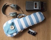 The blue garden -  Light blue and white stripe Japanese denim ukulele bag (Soprano Size) - Custom made