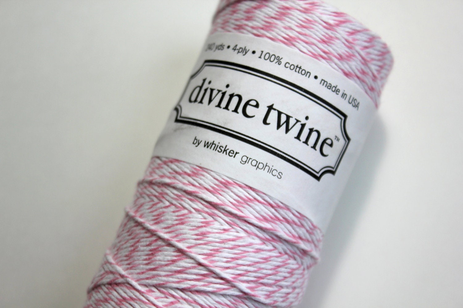 Divine Twine -20 yards of Cotton Candy - Light Pale Pink and White Baker's Twine