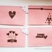 Felt pink & brown love letter envelope with white wings,set of 4